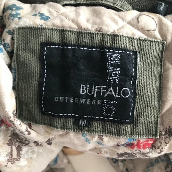 Buffalo David Bitton Outerwear Green Belted Jacket Faux Fur Hood Size M - Picture 12 of 12